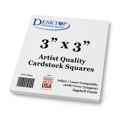 Thick White Square Cardstock - 3" x 3" - 120lb Cover