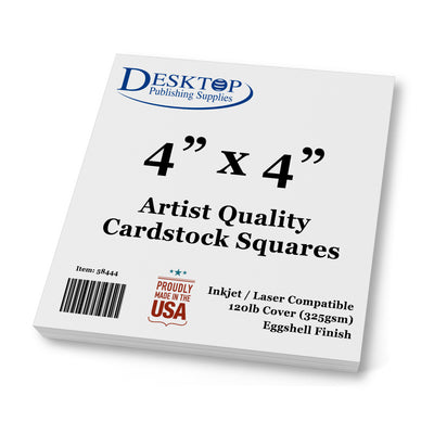 Thick White Square Cardstock - 4" x 4" - 120lb Cover