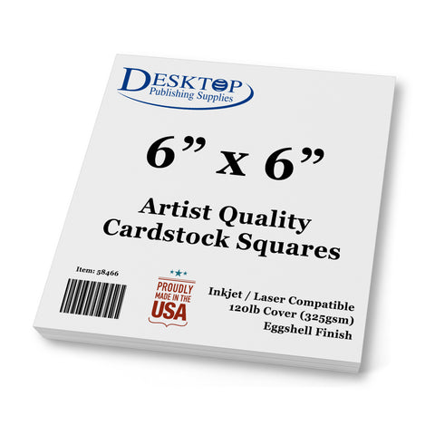 Thick White Square Cardstock - 6" x 6" - 120lb Cover