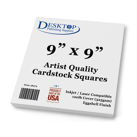 Thick White Square Cardstock -9" x 9" - 120lb Cover
