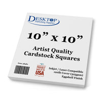 Thick White Square Cardstock -10" x 10" - 120lb Cover