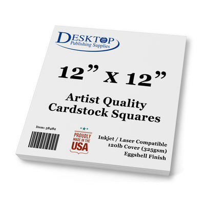 Thick White Square Cardstock -12" x 12" - 120lb Cover