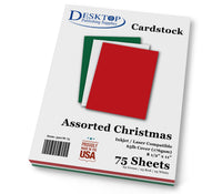 Christmas Cardstock - Red, Green, White - 65lb Cover