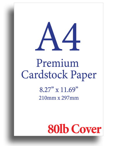 White A4 Cardstock (8.27" x 11.69") - 80lb Cover