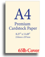 Cream A4 Cardstock (8.27" x 11.69") - 65lb Cover