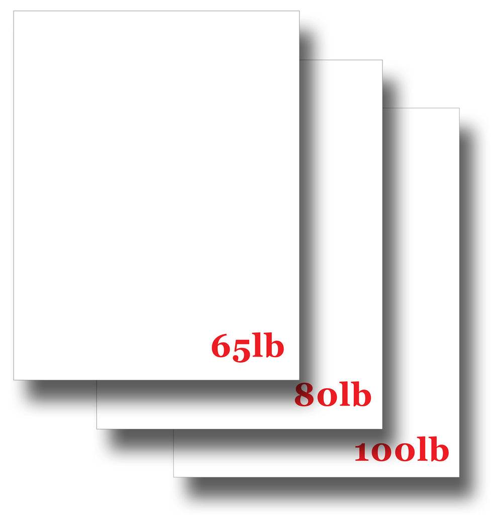 Assorted White Cardstock - (65lb | 80lb | 100lb) - 8 1/2" x 11"