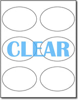Adhesive Labels Crystal Clear Laser 6-Up Oval CardStock , size A6, measure (3 7/8" x 2 3/4") , compatible with Laser Only , Full Gloss