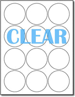 Adhesive Labels Crystal Clear round CardStock , size A6, measure (2 1/2" Round) , compatible with Laser Only , Full Gloss