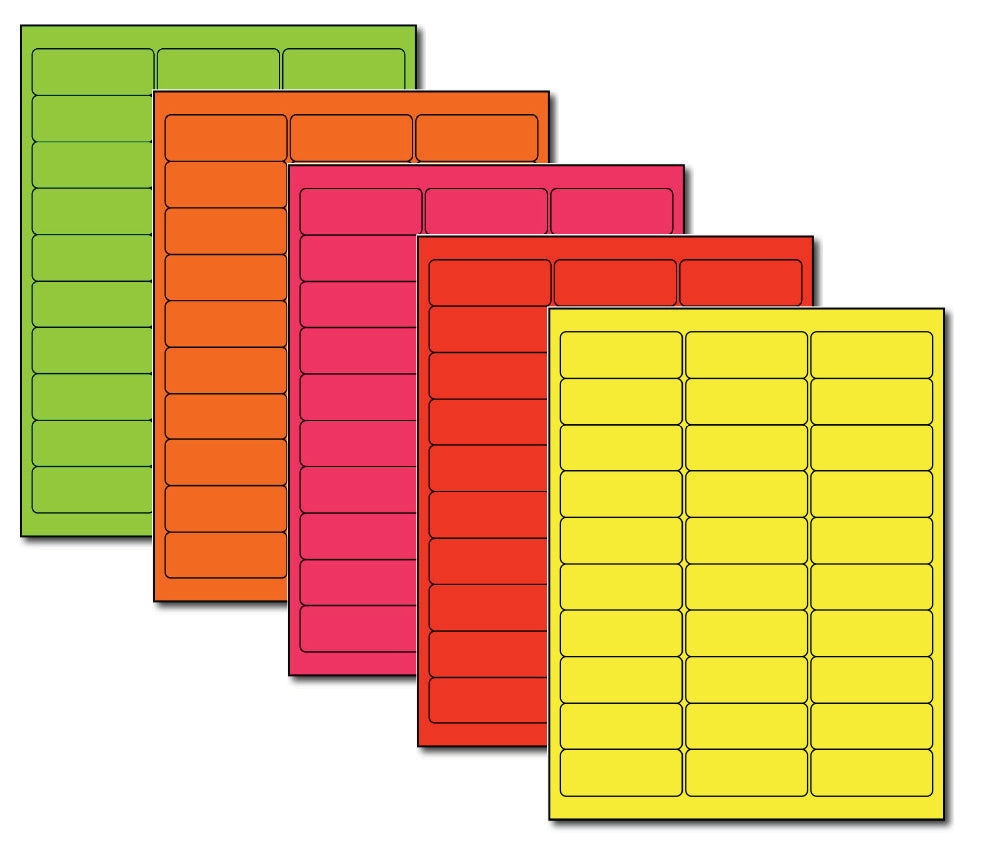 Address Labels - Fluorescent COMBO - 2 5/8" x 1"