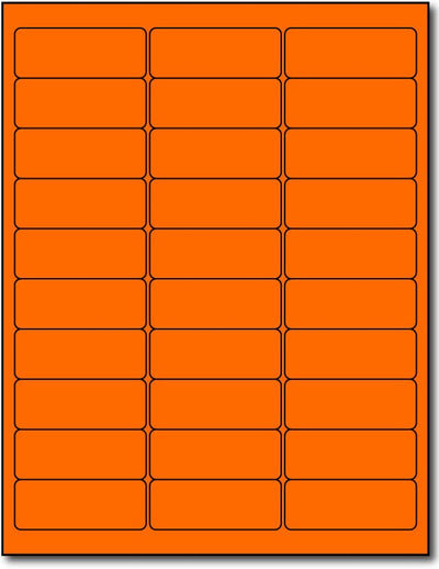 Adhesive orange Fluorescent Green Address Labels, measure (2 5/8" x 1") , compatible  with inkjet and laser, matte both sides