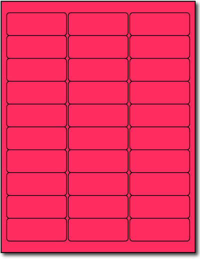 Fluorescent Labels - 2.625" x 1" - Color: Pink