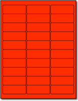 Fluorescent Labels - 2.625" x 1" - Color: Red