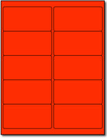 Fluorescent Labels - 4" x 2" - Color: Red