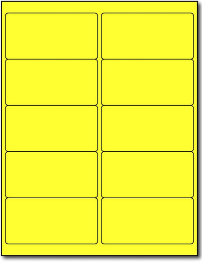 Adhesive Yellow Fluorescent Address Labels, measure (4" x 2") , compatible  with inkjet and laser, matte both sides