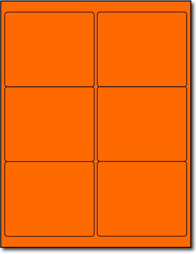 Adhesive Orange Fluorescent shipping Labels, measure (4" x 3 1/3") , compatible  with inkjet and laser, matte both sides