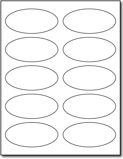 Adhesive Labels white Oval, size A6, measure (3 7/8" x 2 3/4" Oval) , compatible with inkjet and laser , Matte Both Sides