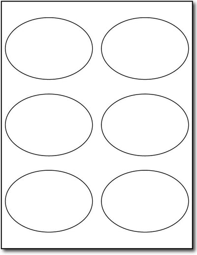 Adhesive Labels white Oval, size A6, measure (3 7/8" x 2 3/4" Oval) , compatible with inkjet and laser , Matte Both Sides