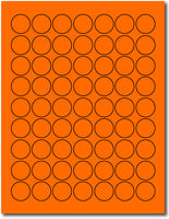 Orange 1" Round Labels - 63up - Permanent Adhesive