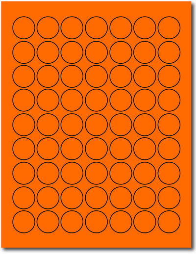 Orange 1" Round Labels - 63up - Permanent Adhesive