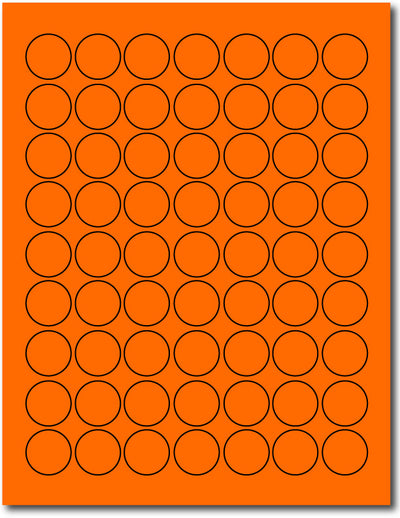 Orange 1" Round Labels - 63up - Permanent Adhesive