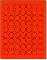 Red 1" Round Labels - 63up - Permanent Adhesive