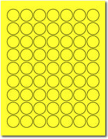 Yellow 1" Round Labels - 63up - Permanent Adhesive