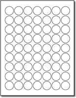 Adhesive 63-Up Round Labels, measure (1" Round) , compatible  with inkjet and laser, matte both sides