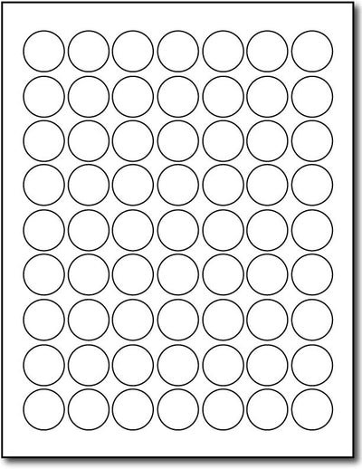 Adhesive 63-Up Round Labels, measure (1" Round) , compatible  with inkjet and laser, matte both sides