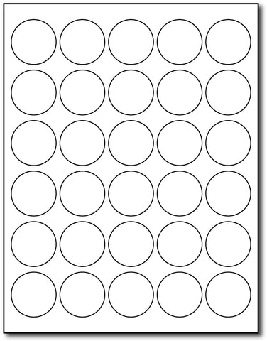 Blank White 1.5" Round Labels - 30up - Permanent Adhesive