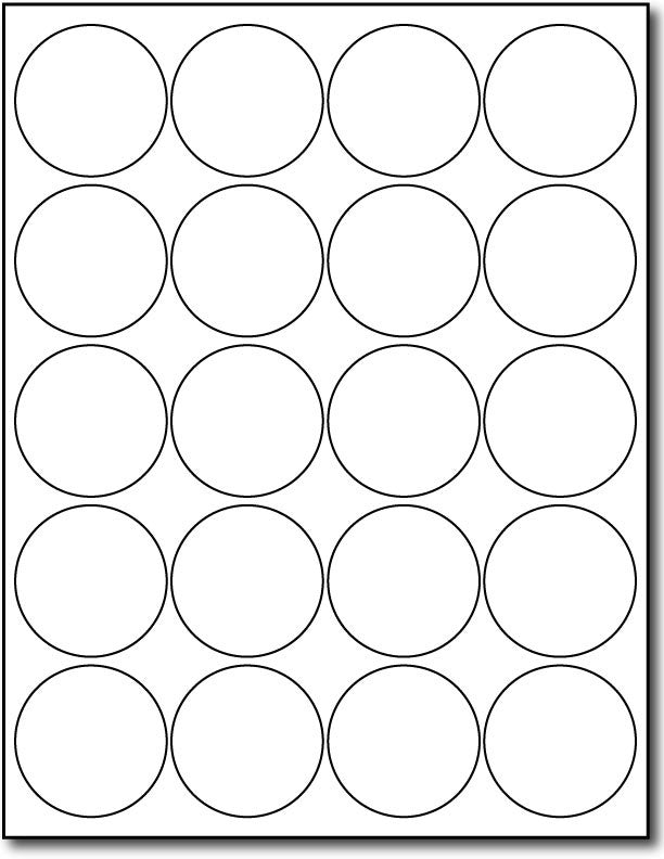 Adhesive Labels 2 Round White , size A6, measure (2" Round) , compatible with inkjet and laser , Matte Both Sides