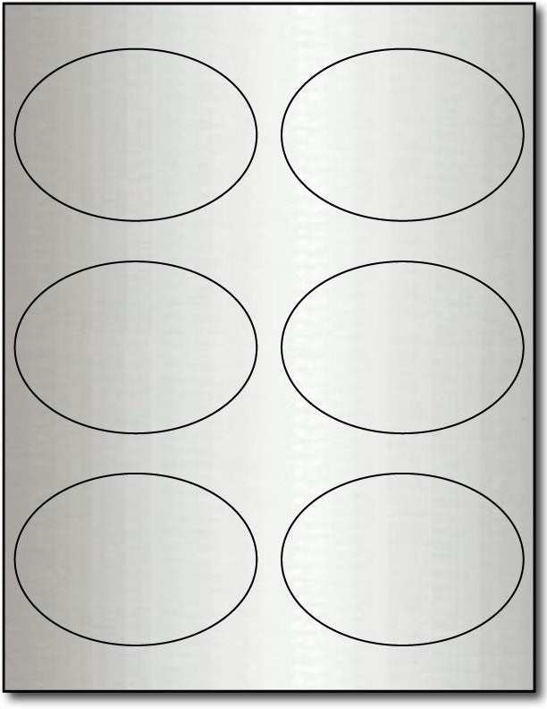 Adhesive  Labels Silver Foil, size A6, measure (3 7/8" x 2 3/4" Oval) , compatible  Laser, Foil