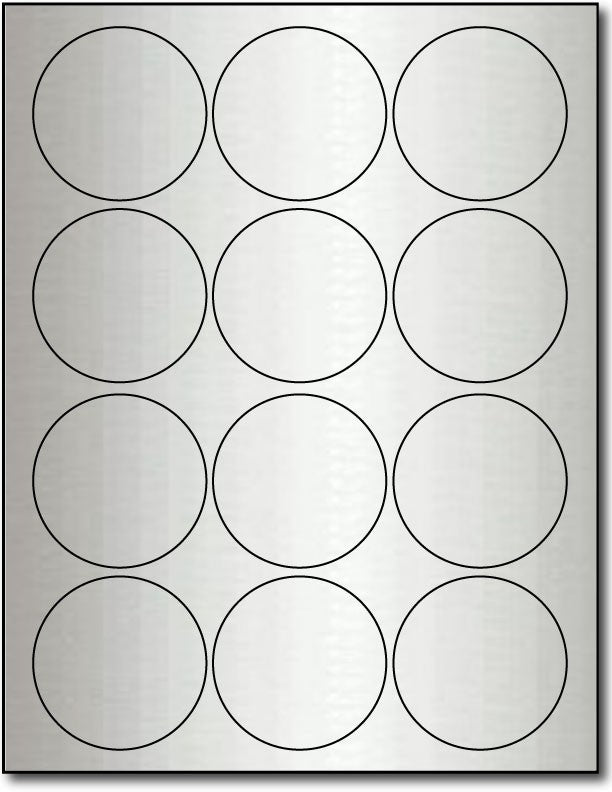 Adhesive  Labels Silver Foil, size A6, measure (2 1/2" Round) , compatible  Laser, Foil
