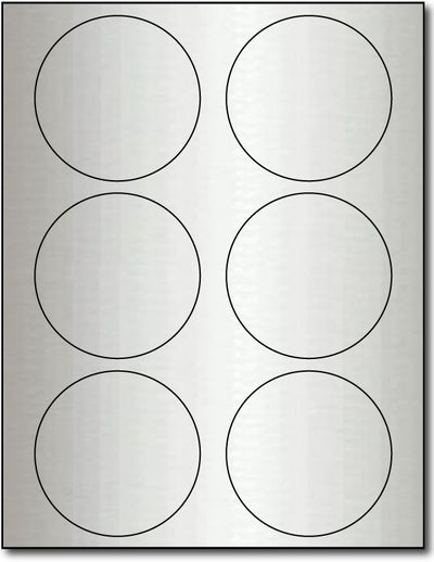 Adhesive  Labels Silver Foil, size A6, measure (3 1/3" Round) , compatible  Laser, Foil