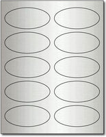 Adhesive  Labels Oval Inkjet Silver Foil, size A6, measure (3 7/8" x 2 3/4") , compatible  with Inkjet, Foil