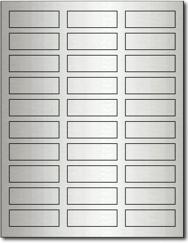 3/4" x 2 1/4" Silver Inkjet Label - 10 Sheets / 300 Labels