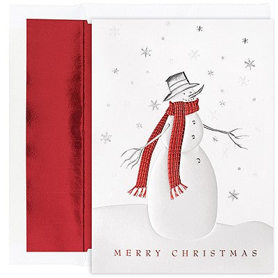 10 mi Cozy Snowman Holiday Cards, measure( 5.625" x 7.875"), matte both sides
