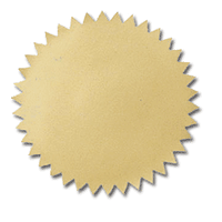 65 lb Gold Foil Seals, measure( 1.75"), compatible with inkjet and laser, matte both sides