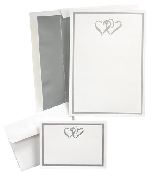Silver Double Hearts, compatible with inkjet and laser, matte both sides