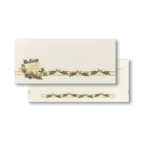 Vintage Christmas Holly Christmas Envelope, measure(5.5 x 8.5"), compatible with inkjet and laser, matte both sides