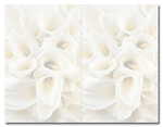 110 lb White Calla Lilies 2-Up Invitations And Envelopes, measure(8 1/2" x 5 1/2"), compatible with inkjet and laser, matte both sides