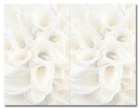110 lb White Calla Lilies 2-Up Invitations And Envelopes, measure(8 1/2" x 5 1/2"), compatible with inkjet and laser, matte both sides