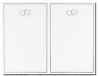 110 lb Silver Double Hearts 2-Up Invitations And Envelopes, measure(8 1/2" x 5 1/2"), compatible with inkjet and laser, matte both sides