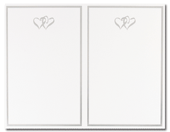 110 lb Silver Double Hearts 2-Up Invitations And Envelopes, measure(8 1/2" x 5 1/2"), compatible with inkjet and laser, matte both sides