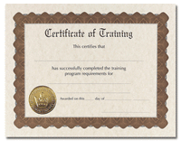 65lb Certificate of Training Award measure ( 8 1/2" x 11") , compatible with inkjet and laser