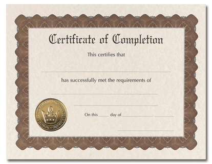 65lb Certificate of Completion Award , measure (8 1/2" x 11") , compatible with inkjet and laser