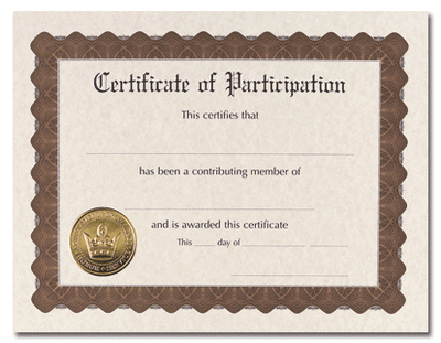 65lb Certificate of Participation Award , measure (8 1/2" x 11") , compatible with inkjet and laser