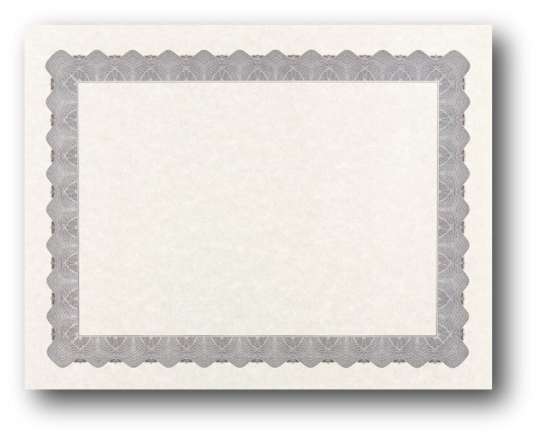 24lb Silver Parchment Certificate , measure (8 1/2" x 11") , compatible with inkjet and laser