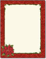 60lb Poinsettia Damask Letterhead Sheets, measure ( 8.5 X 11) , compatible with inkjet and laser
