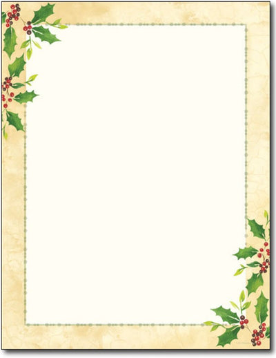 60 lb Falling Holly Christmas / Holiday Stationery Paper, measure(8.5 X 11), compatible with copier, inkjet and laser