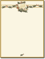 24 lb Vintage Christmas Holly Letterhead, measure(8.5 X 11), compatible with copier, inkjet and laser, matte both sides